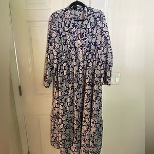 Blue and white floral maxi dress